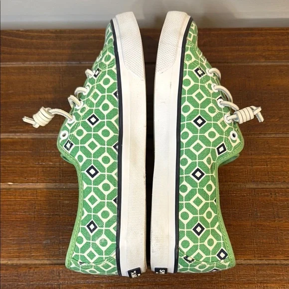 Women’s Sperry Topsider with memory foam green white and blue sneakers size 7.5m - Picture 6 of 8